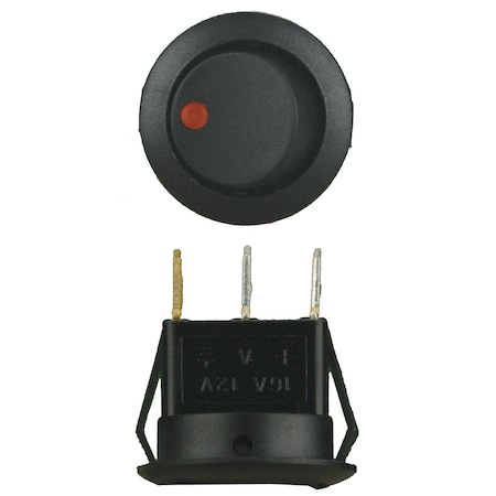 ROCKER SWITCH ROUND RED LEDS, PK 5